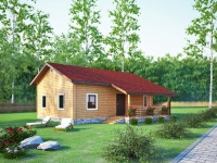 Дом из бруса 7х9 | Одноэтажные деревянные садовые домики с террасой