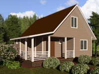 Каркасный дом 9х9 | Одноэтажные с мансардой деревянные дачные дома с террасой