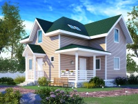 Каркасный дом 9х9 | Полутороэтажные деревянные коттеджи с террасой 8х9