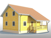 Каркасный дом 8х9 | Деревянные дома и коттеджи с террасой 8х9