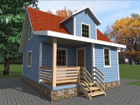 Каркасный дом 6х8 | Одноэтажные с мансардой каркасные садовые домики с террасой