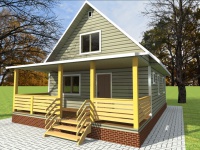 Каркасный дом 7х11 | Одноэтажные с мансардой деревянные дома и коттеджи с террасой