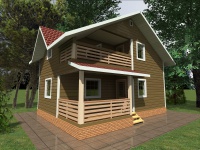 Дом из бруса 6х9 | Полутороэтажные деревянные дома с террасой