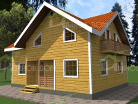 Дом из бруса 8х11 | Полутороэтажные деревянные дома с террасой 8х11